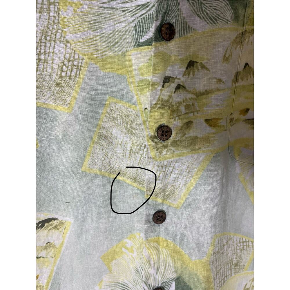 Tommy Bahama Hawaiian Shirt Mens Small Yellow Linen Floral Print Loop Collar - Picture 8 of 8